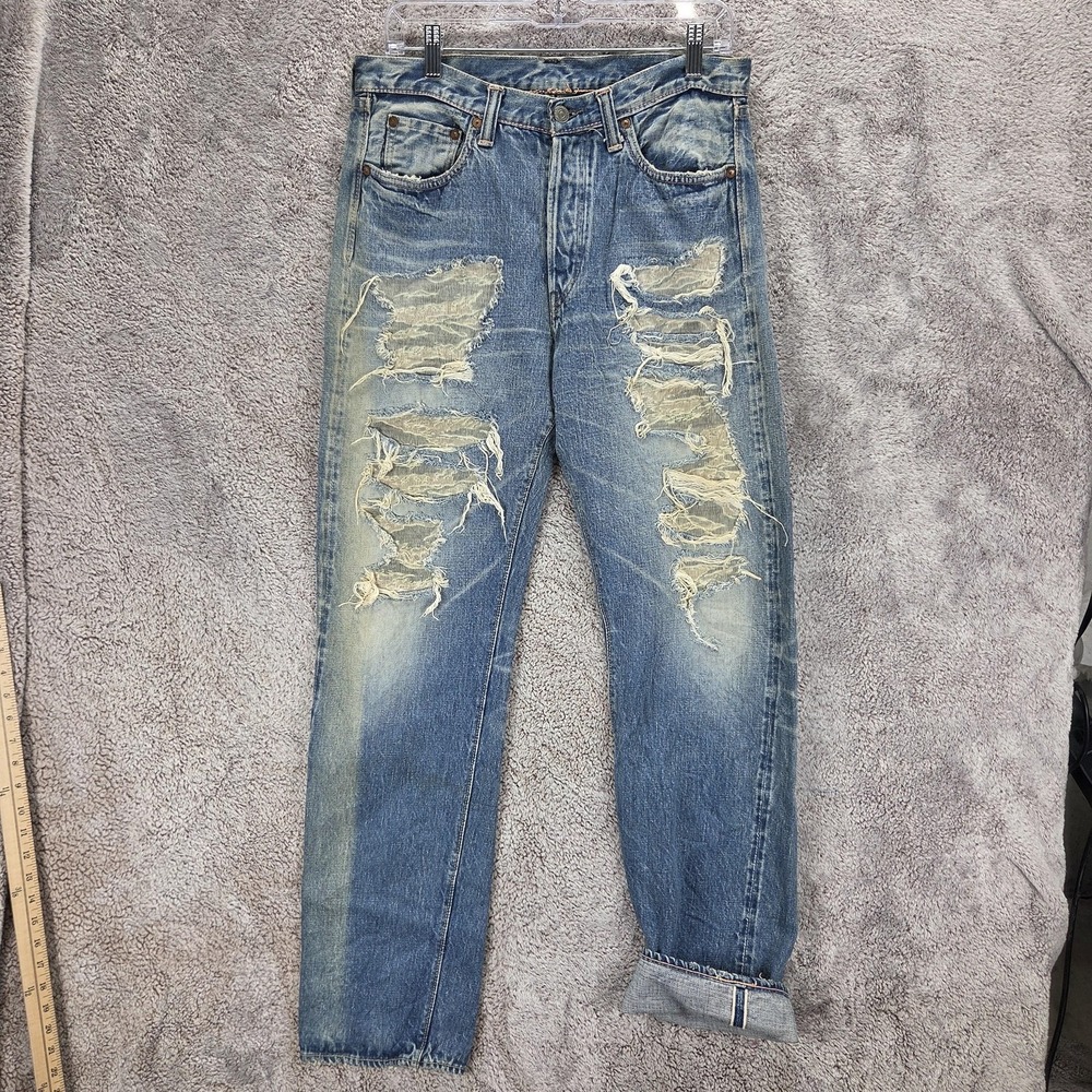 Full Count Jeans Mens Blue Selvedge Japanese Thrashed Honeycomb Fits 30x32